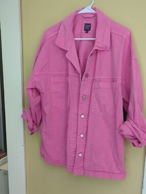 Pink GAP Factory Denim Shirt Jacket